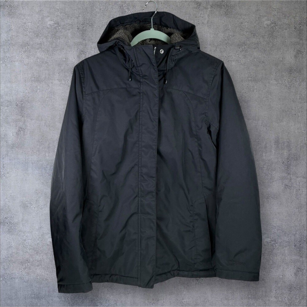 LL Bean Jacket Womens Small Black Winter Warmer Fleece Lined Hooded Coat 271136